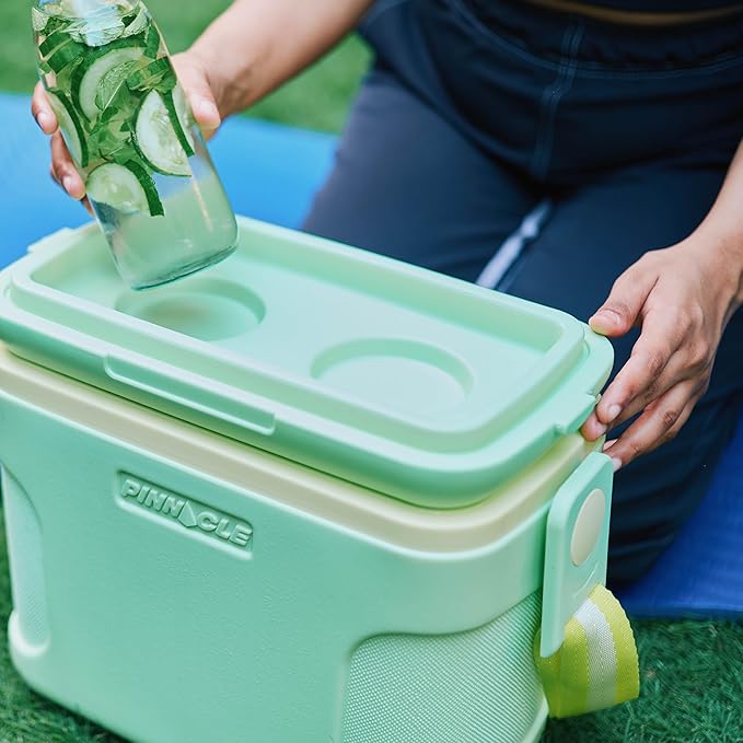 Pinnacle 8.5Qt Mini Cooler – 14 x 7.6 x 10.6In Ice Box with Smart Divider, Locking Lid, Adjustable Shoulder Strap – Insulated Picnic Basket Beach Cooler Bag – 36- Hour Ice Retention – Stylish Colors