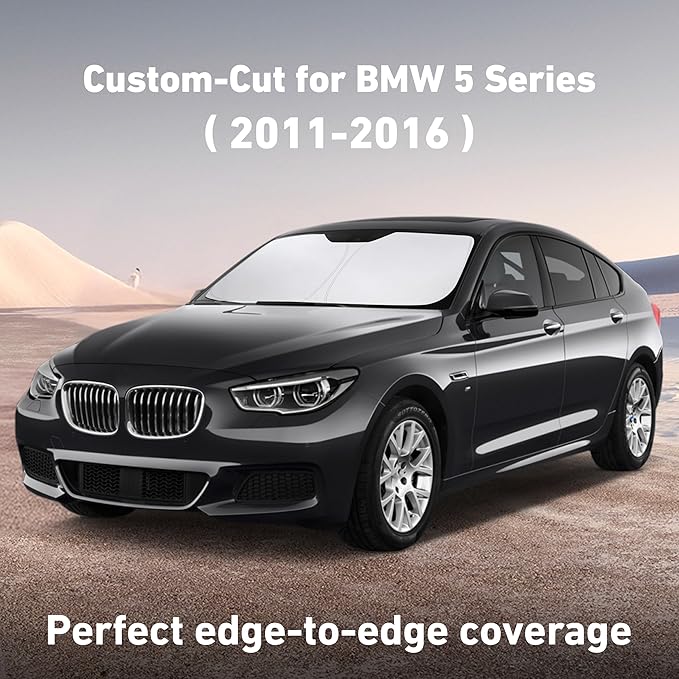 EcoNour Windshield Sunshade Compatible for BMW 5 Series 525i 520i 528i 530i 535d 535i 550i Series 2011-2014 2015 2016, Sun Visor for Window Sun Shade Cover, UV Protector, Car Accessories