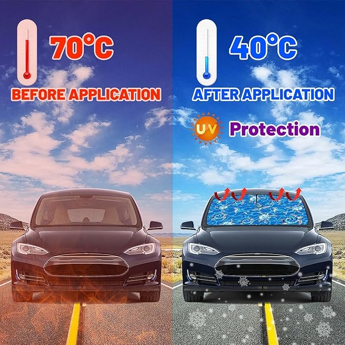 CHILL·TEK Funny Animal Car Windshield Sun Shade Umbrella, Sea Turtle Car Sun Shade Umbrella, Block UV Rays Heat Foldable Windshield Umbrella Sun Visor Protector - Keep Vehicle Cool for Cars SUV