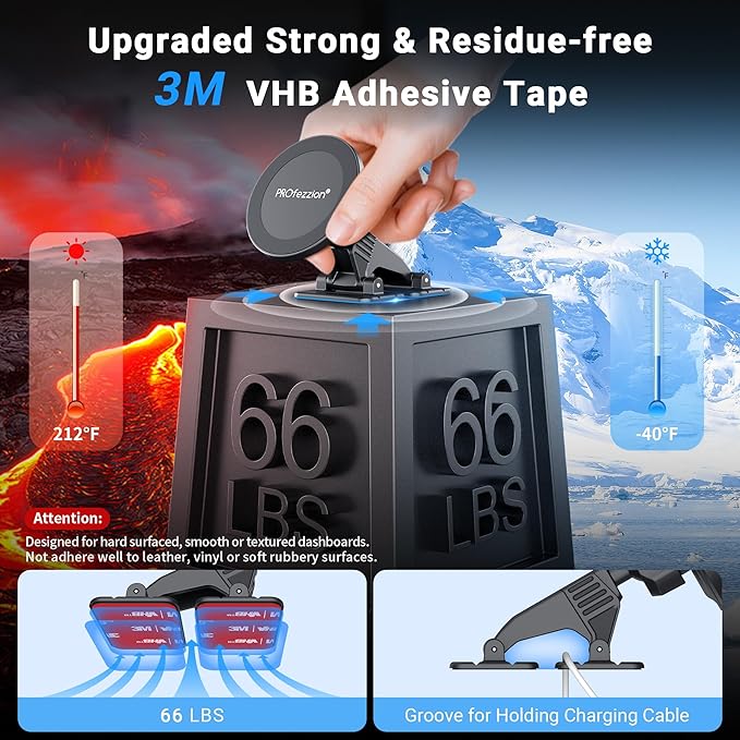 PROfezzion 2-Pack Compatible with MagSafe Car Mount, Magnetic Phone Holder for Car Dashboard, Home & Office Compatible with iPhone 17 16 15 14 13 12 Pro Max Plus Air, Mag-Safe Case & All Cell Phones