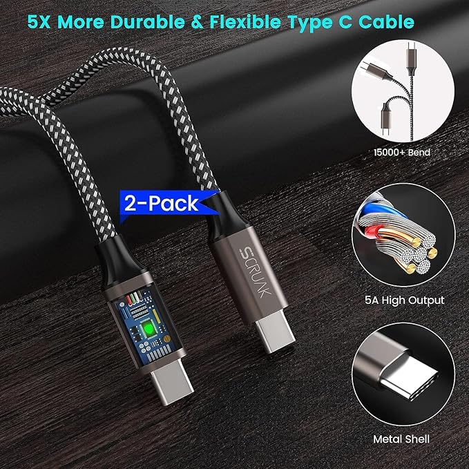 S24 S25 Ultra Charger Type C, SCRUAK 45W PPS Super Fast USB-C Wall/Car Charger for Samsung Galaxy S26 Ultra/S26+/S25/S24 Ultra/S24+/S23/S22/S20/Note 20/Note 10+(10FT+3.3FT 5A Type C Cable)