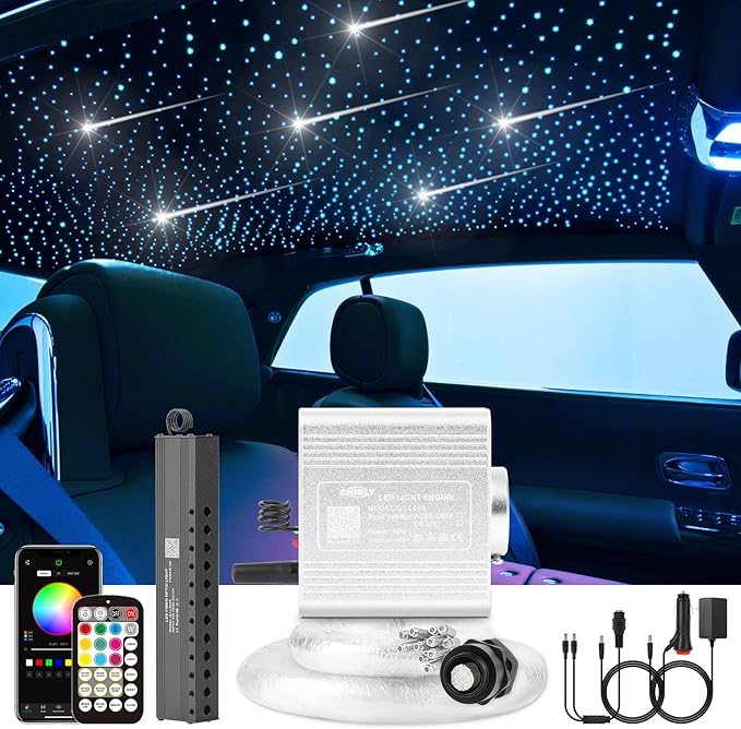 CHINLY Starlight Headliner Kit - Star Lights for Car Ceiling, 500pcs Fiber Optic Lights (0.03in+0.04in+0.06in) 13.1ft