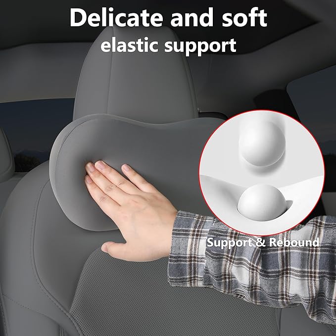 Car Headrest Pillow for Neck Support Memory Foam Car Neck Pillow Universal Fit Head Rest Travel Pillow Car Pillow for Pain Relief While Driving Grey 2pc