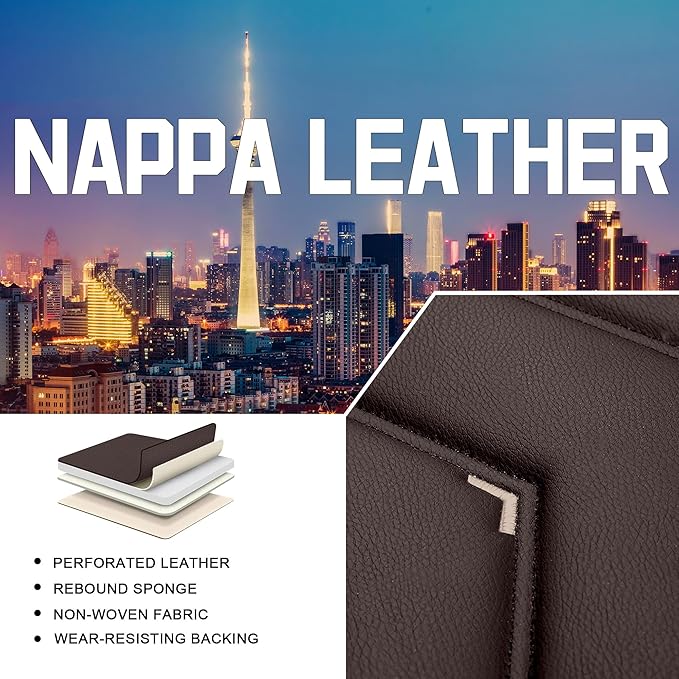 CTDS Car Seat Covers for Honda Civic 2000-2026, Stylish Sport Seat Cover, Premium Nappa Leather Car Seat Cover. Automobile Seat Covers Sets.(Standard 5 Seats/Coffee Color)