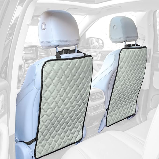 FH Group Faux Leather Back Seat Kick Protectors – 2 Pack Diamond Stitched Back Seat Protector for Driver and Passenger Seat, Waterproof, Easy to Clean