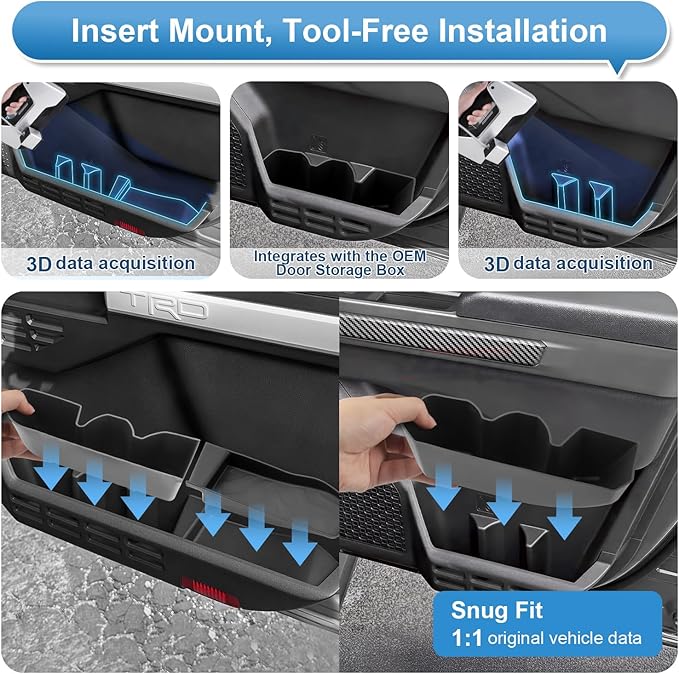 (6pcs) 2024 2025 2026 Tacoma Door Pocket Tray for Toyota Tacoma (SR5/TRD Off-Road/TRD Sport/TRD Pro/Limited/Trailhunter), Durable Door Slot Pocket Insert 2025 2026 Tacoma Accessories