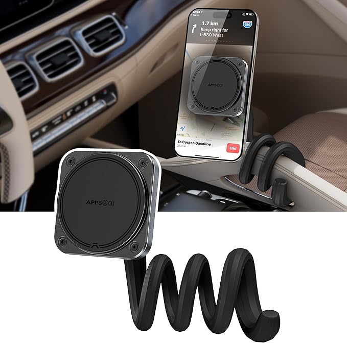 APPS2Car Magnetic Car Truck Pickup Grab Handle Phone Mount Holder Compatible with MagSafe iPhone 12-17 Fits A Pillar/Center Console Handle Bars for F150 Expedition Ram 1500 Jeep Wrangler JL Silverado