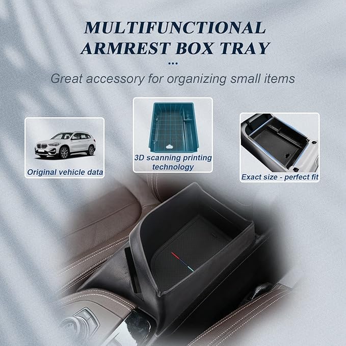 BIBIBO for BMW X1 F48 Accessories,Center Console Organizer Tray Fit for 2016-2022 BMW X1 F48 /2019-2023 X2 F39 Insert Armrest Storage Box Accessories,ABS Material, Accessories for BMW x1