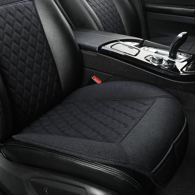West Llama Linen Car Seat Covers-Breathable & Soft-Front Car Seat Protector Universal Fit 90% Cars,SUVs,Trucks,Diamond Pattern-1Piece,Black