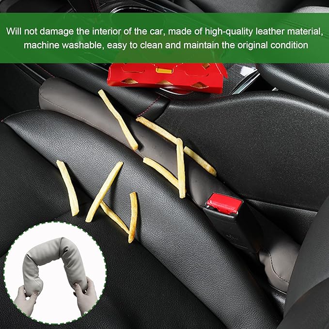 2 PCS Leather Car Seat Gap Filler, Auto Seat Blocker Organizer Fill The Gap Between Seat and Console, Universal Gap Filler Plug Stop Things from Dropping for Car SUV Truck (Black)