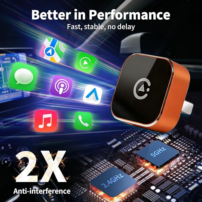 Carplay Wireless Adapter 2026 New, Bluetooth Apple Carplay Adapter Apple Car Play Wireless Carplay Adapter 2026 Mini USB Design with Fast Stable Connection 2-In-1 for Apple iOS 10+ Android 11+ Version