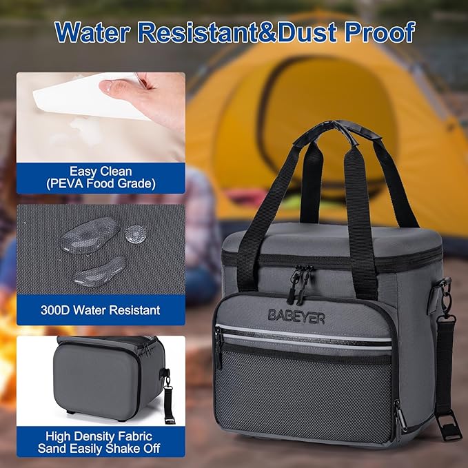 Soft Cooler Bag with Two Ice Packs,Collapsible Cooler for Travel with Adjustable Shoulder Strap,Large Capacity Leakproof Insulated Soft Sided Cooler Bag for Camping, Hiking, Picnic