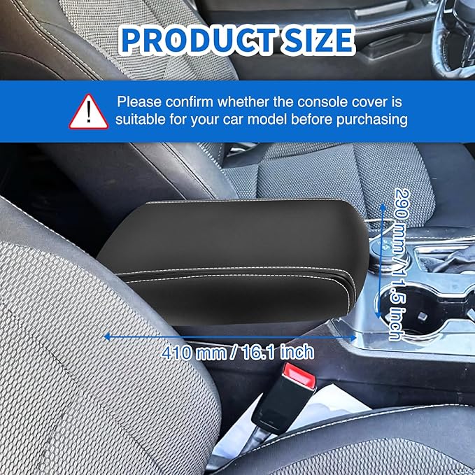Nilight Center Console Cover Compatible with 2011-2019 Ford Explorer PVC Leather Armrest Cover for Car Middle Center Console Cushion Pad Waterproof Console Covers Car Armrest Box Cover Black