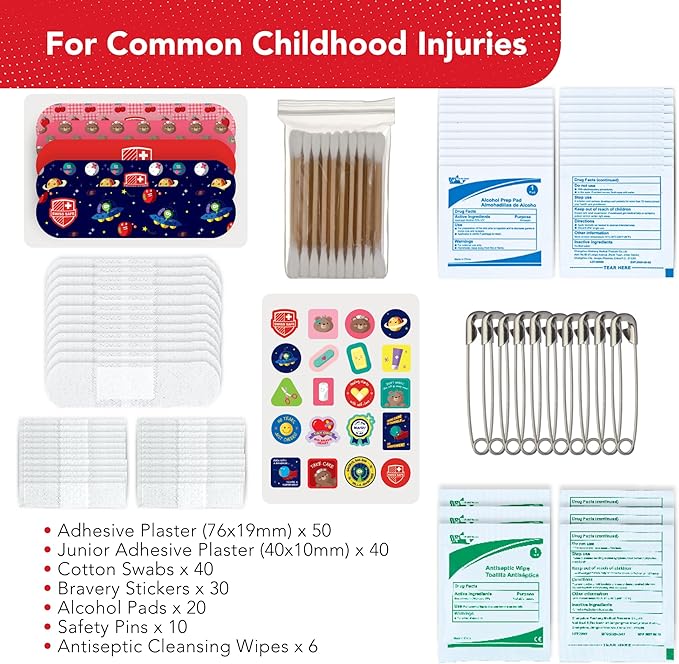 Swiss Safe First Aid Kit for Kids 246 Pieces - for Travel, Home & Car Emergency Kit, Baby & Toddler First Aid, Small Portable Kit with Mini Bag