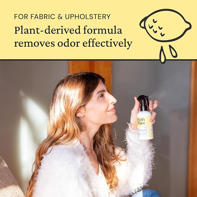 Fresh Wave Lemon Odor Eliminator Spray & Air Freshener, 8 fl. oz. | Odor Absorbers for Home | Safer Odor Relief | Natural Plant-Based Odor Eliminator | For Furniture, Fabrics & Trash