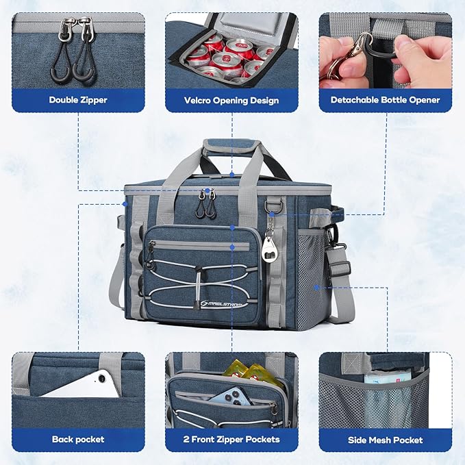 Maelstrom Soft Sided Cooler Bag, 30/40 Can Collapsible Insulated Ice Chest, Large Leakproof Portable Storage for Camping, Travel, Kayaking & Beach