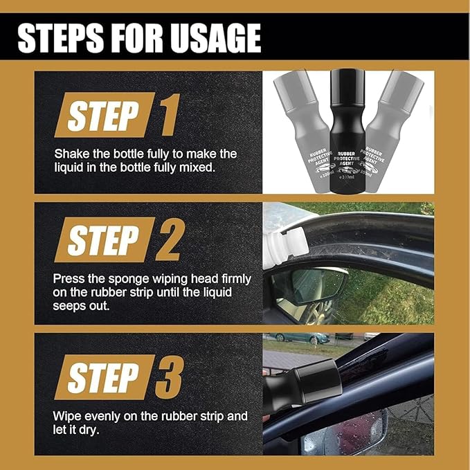 Car Rubber Seal Protectant - Gummi Pflege, Car Door Rubber Seal Protectant Strip Lubrication, Black Plastic Car Trim Restorer, Window Track Lubricant, Use on Car Door, Window, Trunk Seals (1)