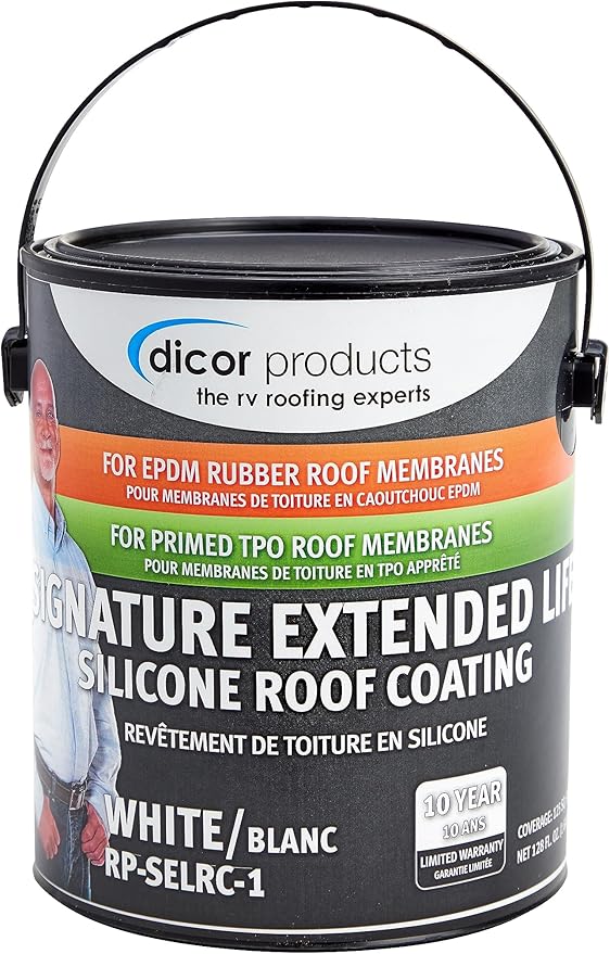 Dicor RP-SELRC-1 Signature Extended Life EPDM Rubber Roof Coating - White, 1 Gallon Can