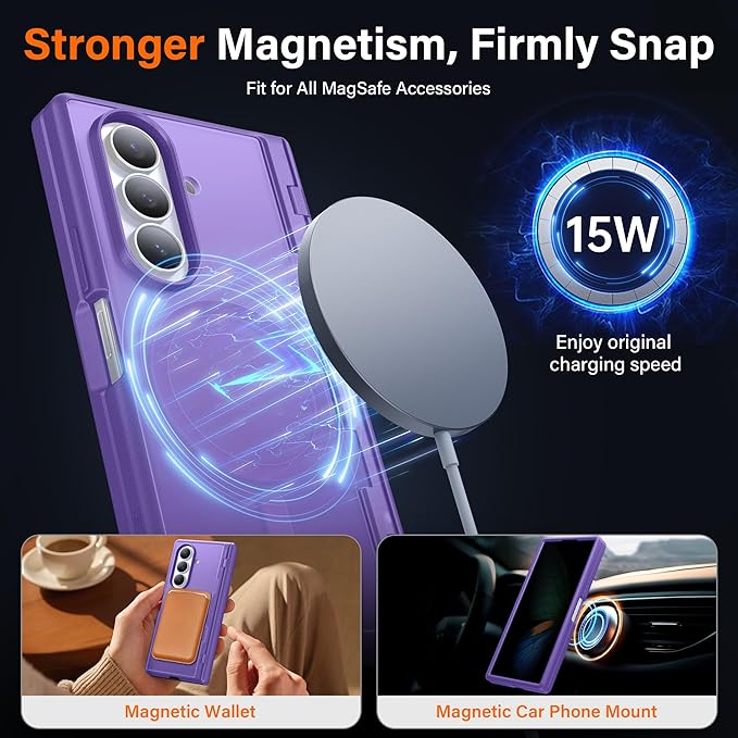 MOBOSI for Samsung Galaxy Z Fold 7 Case with Privacy Screen Protector, [Compatible with Magsafe], [Built-in Kickstand & Full Body Hinge Protection] Magnetic Slim Phone Case for Z Fold7, Purple