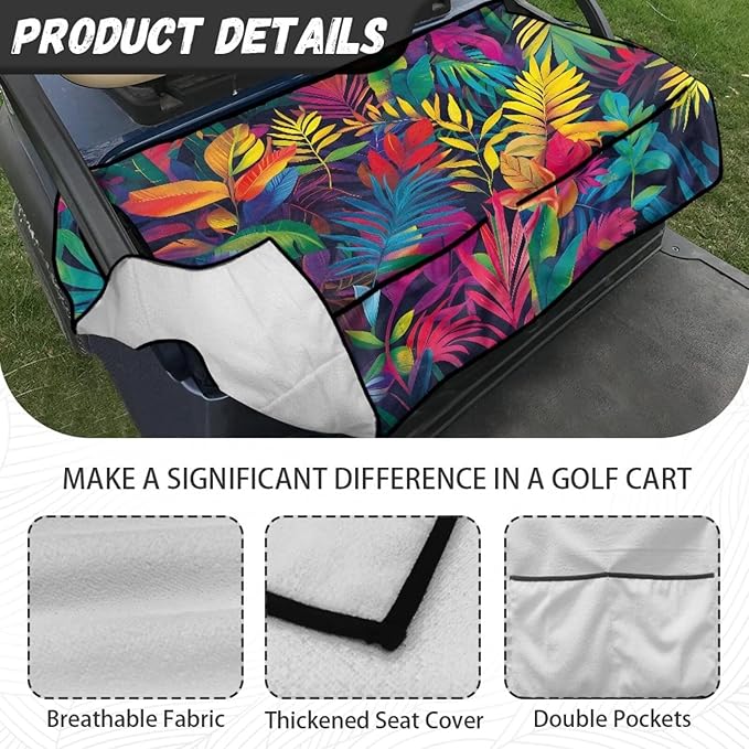 Biyejit Golf Cart Seat Covers with 4 Pockets Golf Cart Seat Towel Blanket Fits 2-Seat Golf Carts, Golf Cart Accessories