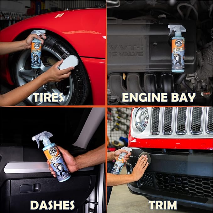 Chemical Guys Tire Kicker Sprayable Extra Glossy Tire Shine Spray, Dry-to-Touch Dressing - Restores Wet Look to Rubber, Vinyl, and Plastic, Safe for Cars, Trucks, Motorcycles, RVs, and More - 128 oz