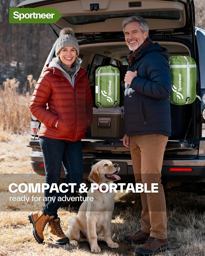 Sportneer Wearable Sleeping Bag for Adults & Kids – Walkable with Arm Zippers, Warm Weather & Cold Waterproof, Compact for Camping, Stadiums, Travel, Backpacking & Car Use