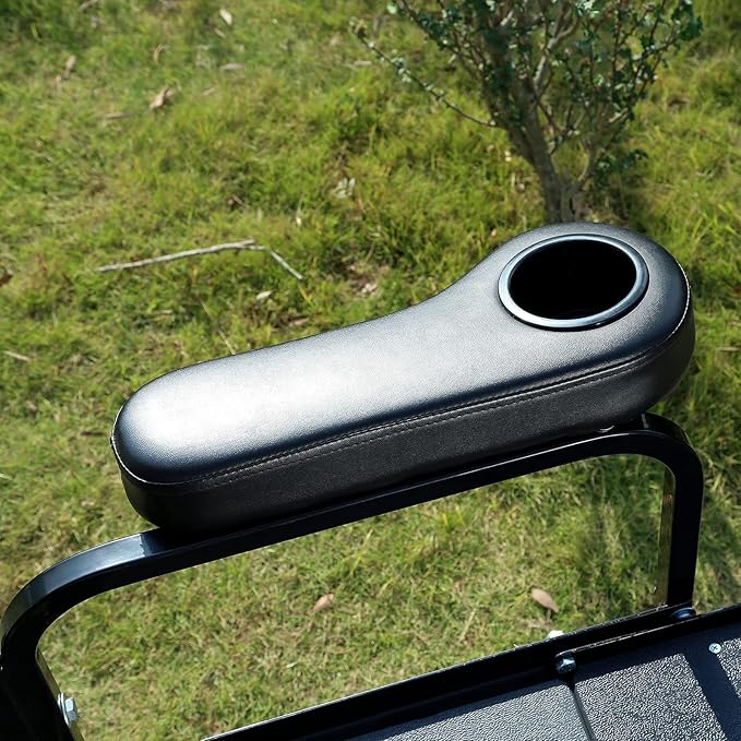 10L0L Golf Cart Rear Seat Kit Arm Rest Set with Cup Holder for Yamaha EZGO Club Car Golf Cart UV-Proof Coating Long Lasting, No Drilling Kits Include