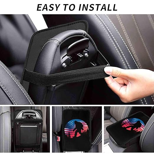 Big Walking American Flag Car Auto Armrest Cushion Cover Accessories Center Console Seat Box Pad Protector Universal Decoration for Most Vehicle SUV Truck