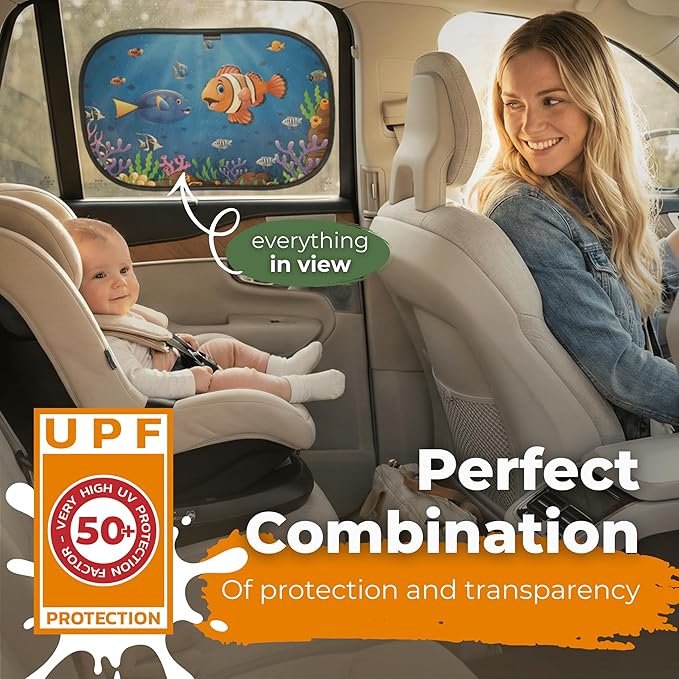Car Window Shade for Baby with Certified UV-Protection 2 Pack - 20"x12"