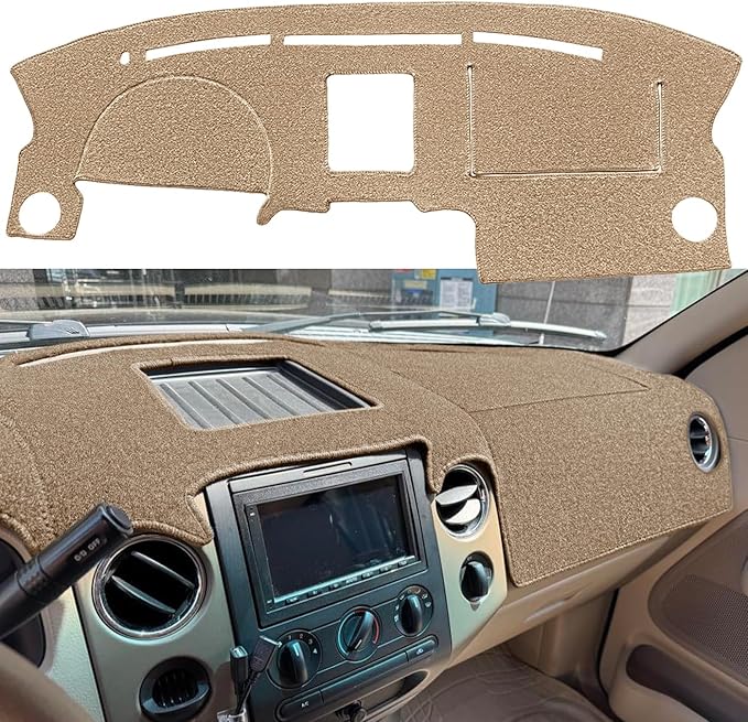 Yiz Dash Cover Mat Custom Fit for Ford F150 Pickup Truck 2004 2005 2006 2007 2008 / Lincoln Mark LT, Dashboard Cover Pad Carpet Protector J58 (Beige)