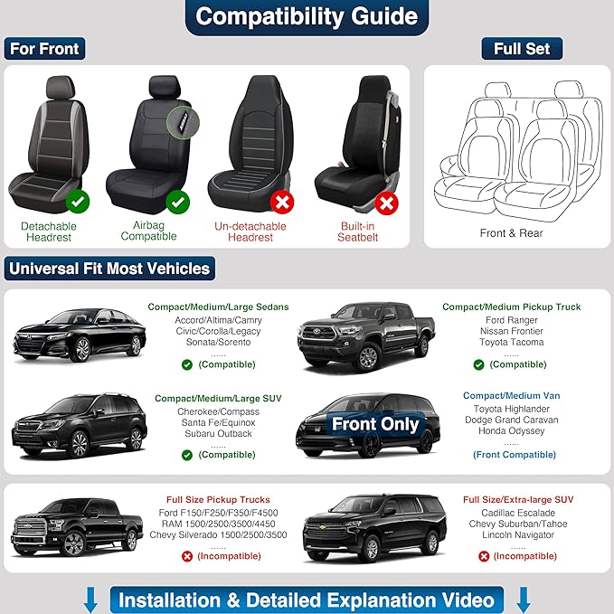 OASIS AUTO Car Seat Covers Front Seats Premium Waterproof Faux Leather Cushion Universal Accessories Fit SUV Truck Sedan Automotive Vehicle Auto Interior Protector (OS-001 Brown)