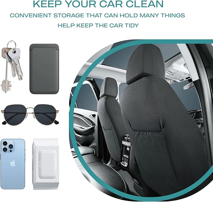 Skechers Car Seat Covers,Leather Seat Covers with GOGA Mat Technology,Waterproof Car Seat Covers Front Seats,Airbag Compatible,Comfort Universal Fit for Most Cars,Vans,Trucks,SUVs,Black
