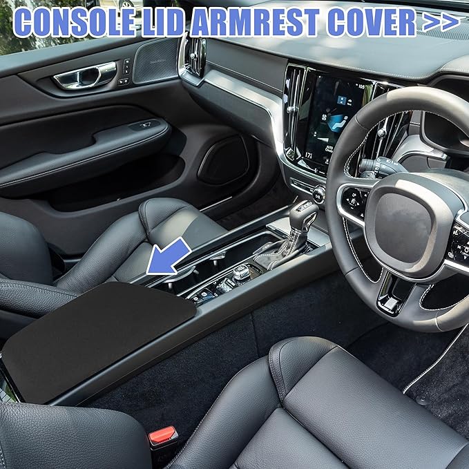 X AUTOHAUX Car Center Console Armrest Cover for Ford for Ranger 2019-2023 Neoprene Interior Arm Rest Cover Elbow Cushion Pad Black