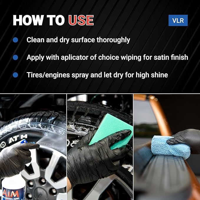 AIM Chemicals Vinyl Leather Rubber Multi-Purpose Dressing -Effective UV Protection -Leather Cleaner & Conditioner -Suitable for Interiors, Exteriors, Engines -Anti-Static -Water-Based for Cars, 5 Gal