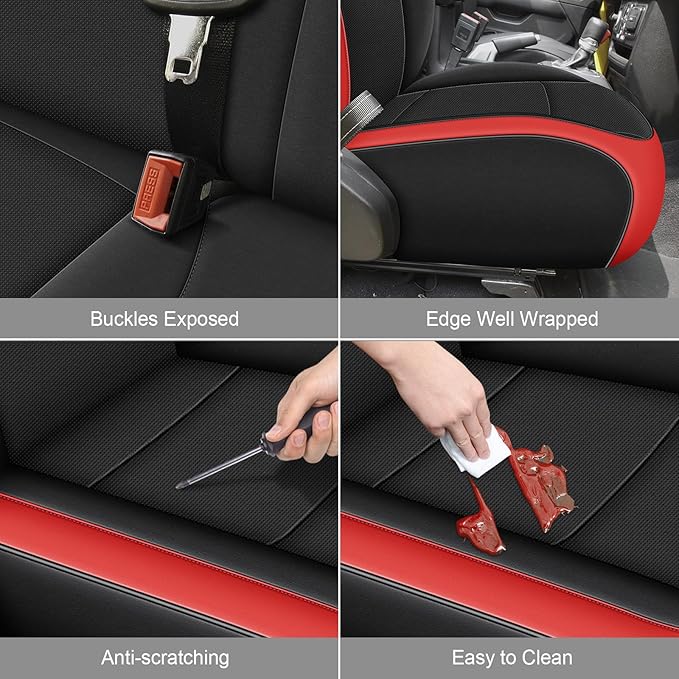 AOMSAZTO Custom Fit Seat Covers for Jeep Wrangler: JL 2018 2019 2020 2021 2022 2023 2024 4-Door Waterproof Leather Car Seats Cover Full Set