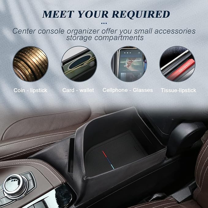 BIBIBO for BMW X1 F48 Accessories,Center Console Organizer Tray Fit for 2016-2022 BMW X1 F48 /2019-2023 X2 F39 Insert Armrest Storage Box Accessories,ABS Material, Accessories for BMW x1