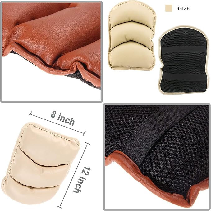 Armrest Cover for Car, PU Leather Auto Center Console Cover, Car Armrest Pad Cushion Seat Box Cover Protector, Universal Fit, Auto Car Interior Accessories for Women Men (Beige)
