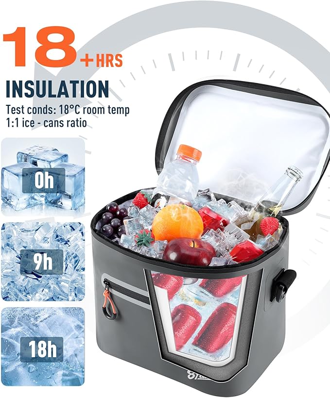 Soft-Sided Cooler Bag, 7/16/30 Can Insulated Lunch Box, Waterproof, Leak-Proof, Portable Lunch Bag for Work, Beach, Drink, Travel, Camping, Picnic