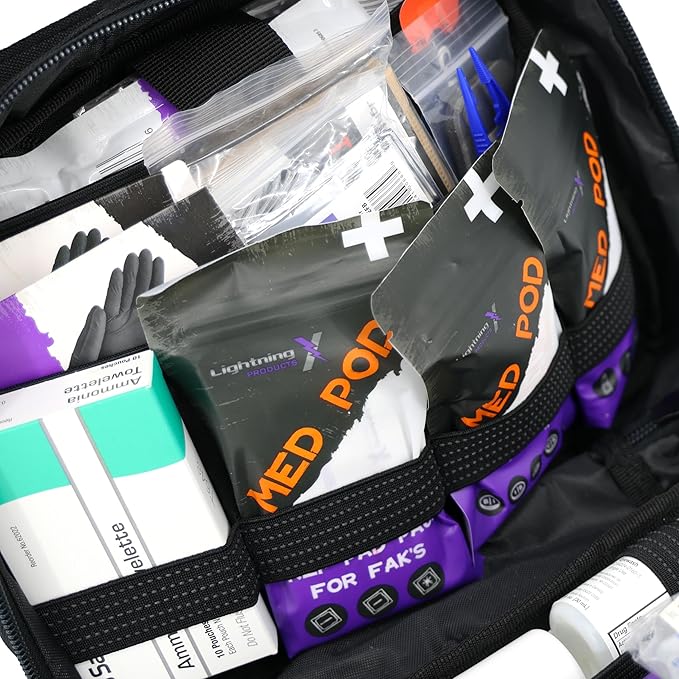 Lightning X Premium Rip-Away Individual First Aid Kit for Vehicle Head Rest - Stealth Black