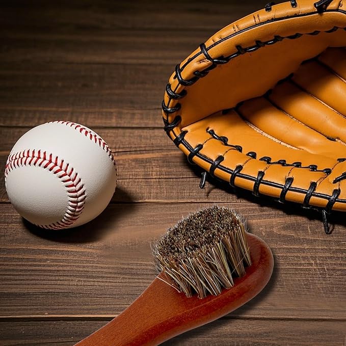 lasuroa 2pcs Baseball Glove Brush, Small Baseball Glove Scrub Horsehair Brushes Gentle Routine Maintenance Horse Hair Bristles Practical Cleaning Supply Accessories for Deep Clean