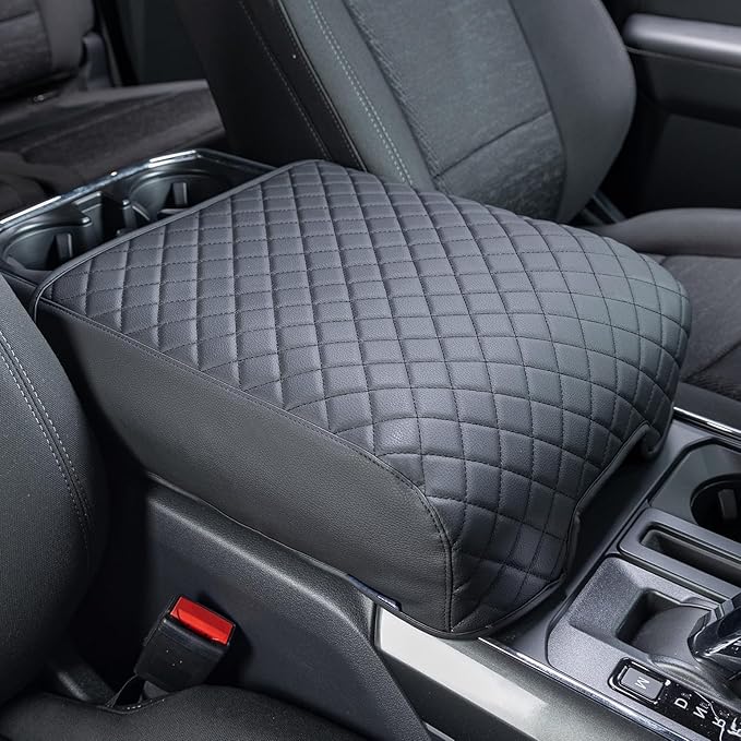 JOYTUTUS Center Console Cover Compatible with 2021 2022 2023 2024 2025 2026 Ford F150, Leather Armrest Cover Center Console Cushion Arm Rest Cover