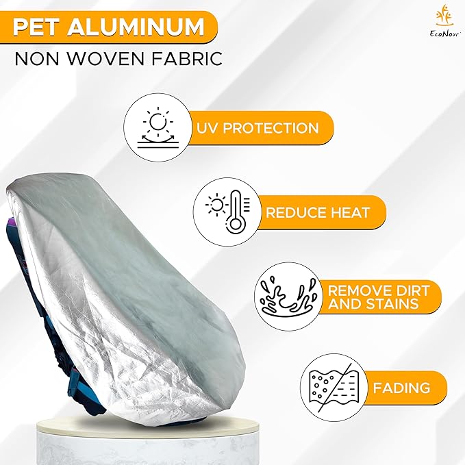 EcoNour Baby Car Seat Sun Shade Cover | Infant Carseat Heat Protector Keeps Toddler Seat at a Cool Temperature | Reflective car seat Sunshade Blocks Out Heat | Baby Travel Accessories