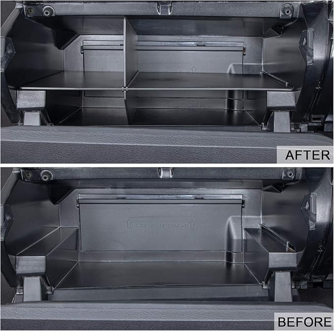 JKCOVER Compatible with Toyota Tacoma Glove Box Dividers Organizer 2016 2017 2018 2019 2020 2021 2022 2023 Accessories,Insert Box ABS Secondary Storage