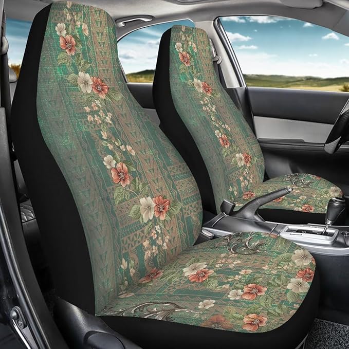 Vatenge Victoria Flower Print Universal Car Seat Protector with Polyester Fabric Thanksgiving Fall Decoration Car Seat Cover with Fixed Hook Suitable for Small Cars, Trucks, and Vans