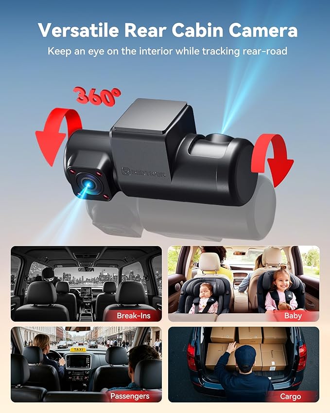 REDTIGER F17 Plus 4 Channel Dash Cam,STARVIS 2 IMX675, 360° Inside & Outside Recording, 2.7K Front + 1080P Cabin & Rear, 5.8GHz WiFi GPS, Voice Control, Touchscreen, Parking Mode, Free 128GB Card, HDR