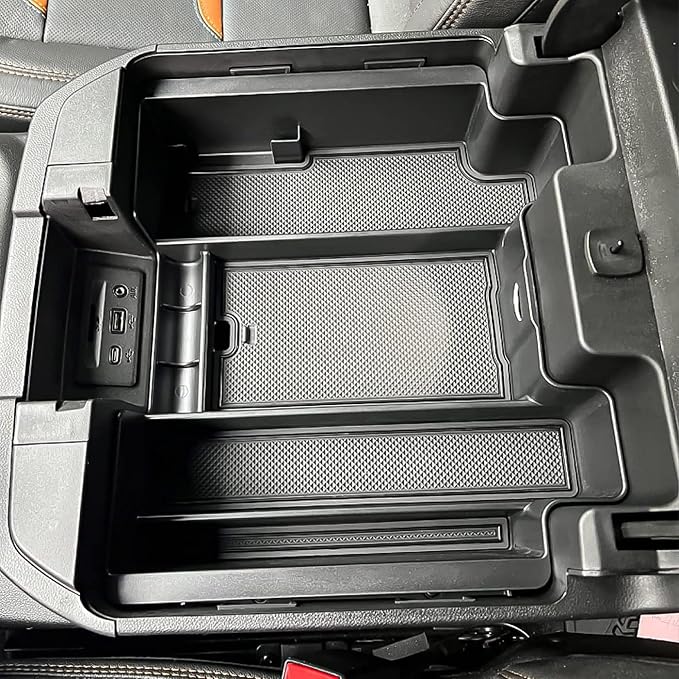 TACOBRO Center Console Organizer Compatible with 2020-2023 Silverado/Sierra 2500/3500HD/ 2019-2022 Chevy Silverado 1500 / GMC Sierra 1500 Accessories - Full-Coverage Insert Tray, ABS material Black
