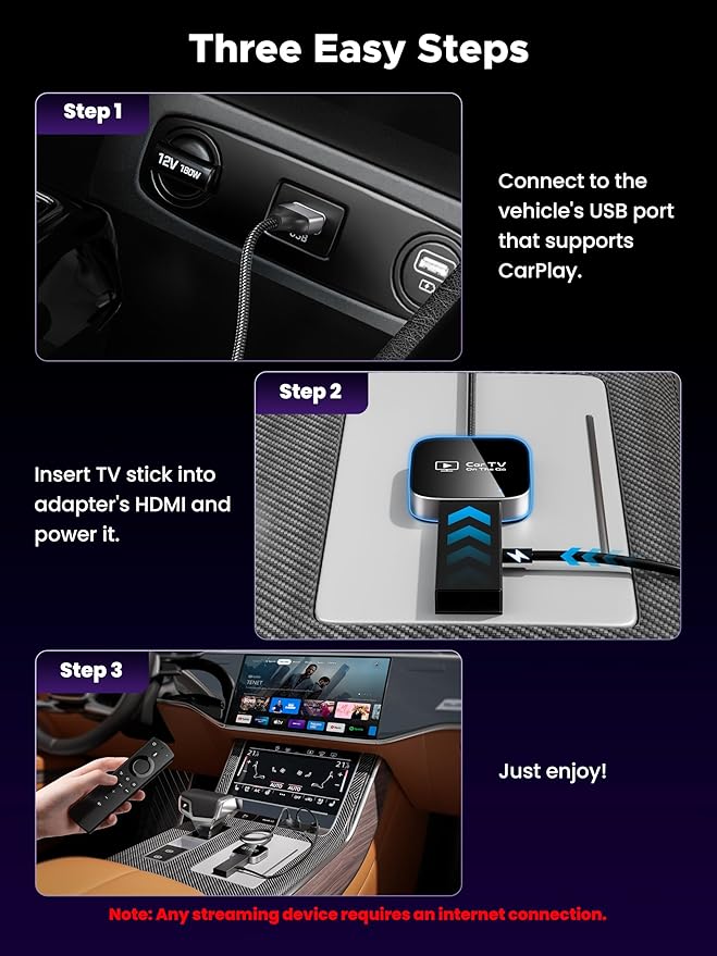 2-in-1 Wireless CarPlay Adapter & Car TV Mate Pro 2026 [Metal & Glass Case] Convert Wired to Wireless Car Play with HDMI Input for TV Stick, Screen Mirroring & Streaming, Fit for 2016+ Cars -Black