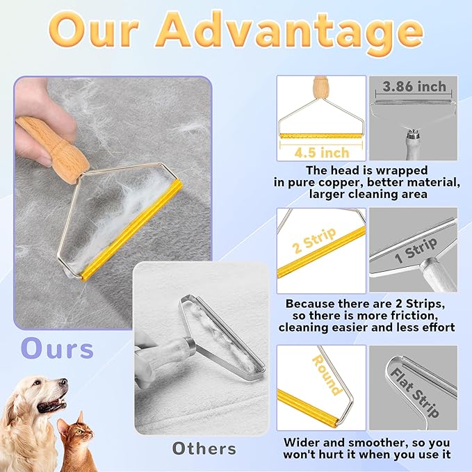 2 Pack Pet Hair Removal Tool, Cleaner Pro Pet Hair Remover for Cat and Dog, Reusable Carpet Scraper Lint Remover, Lint Shaver for Couch, Carpet, Clothing, Bedding, Car, Furniture, Pet Towers
