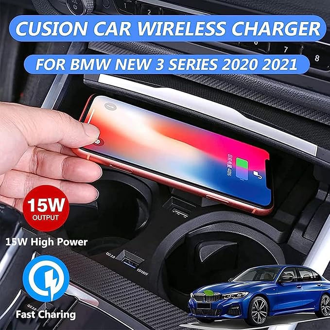 Car Wireless Charger, 15W Mobile Phone Fast Charging pad for BMW 2 Series (2022-2023) i3/3 Series (2020-2023) i4/4 Series (2021-2023), Support Original car NFC Function