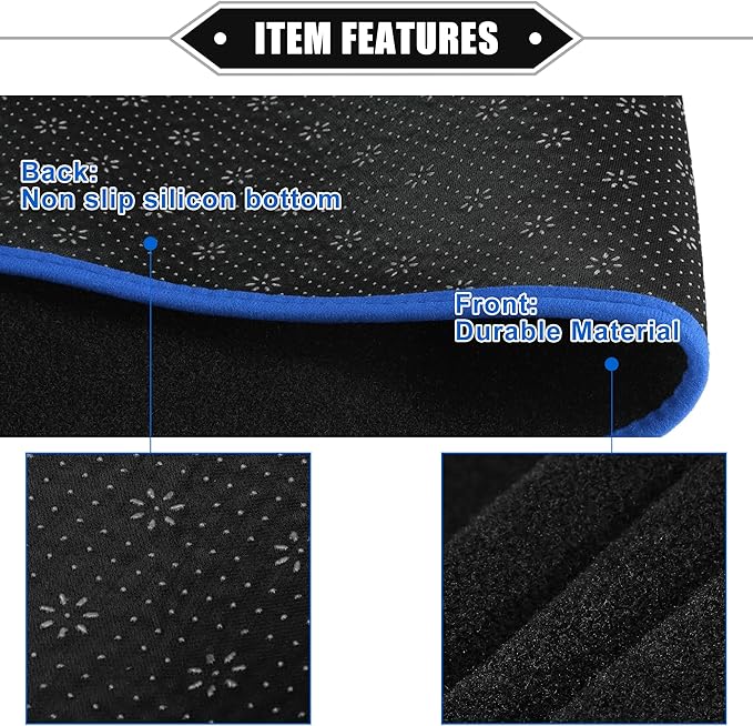 Dashboard Cover Compatible for Mitsubishi Outlander 2013-2020, Non-Slip Polyester Black Blue Dash Cover Mat Dash Board Protector Cover